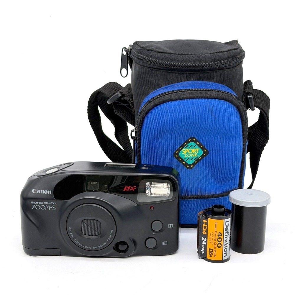 Canon Sure Shot Zoom-S 35mm Film Camera 38-60mm Lens Case and Film Bundle